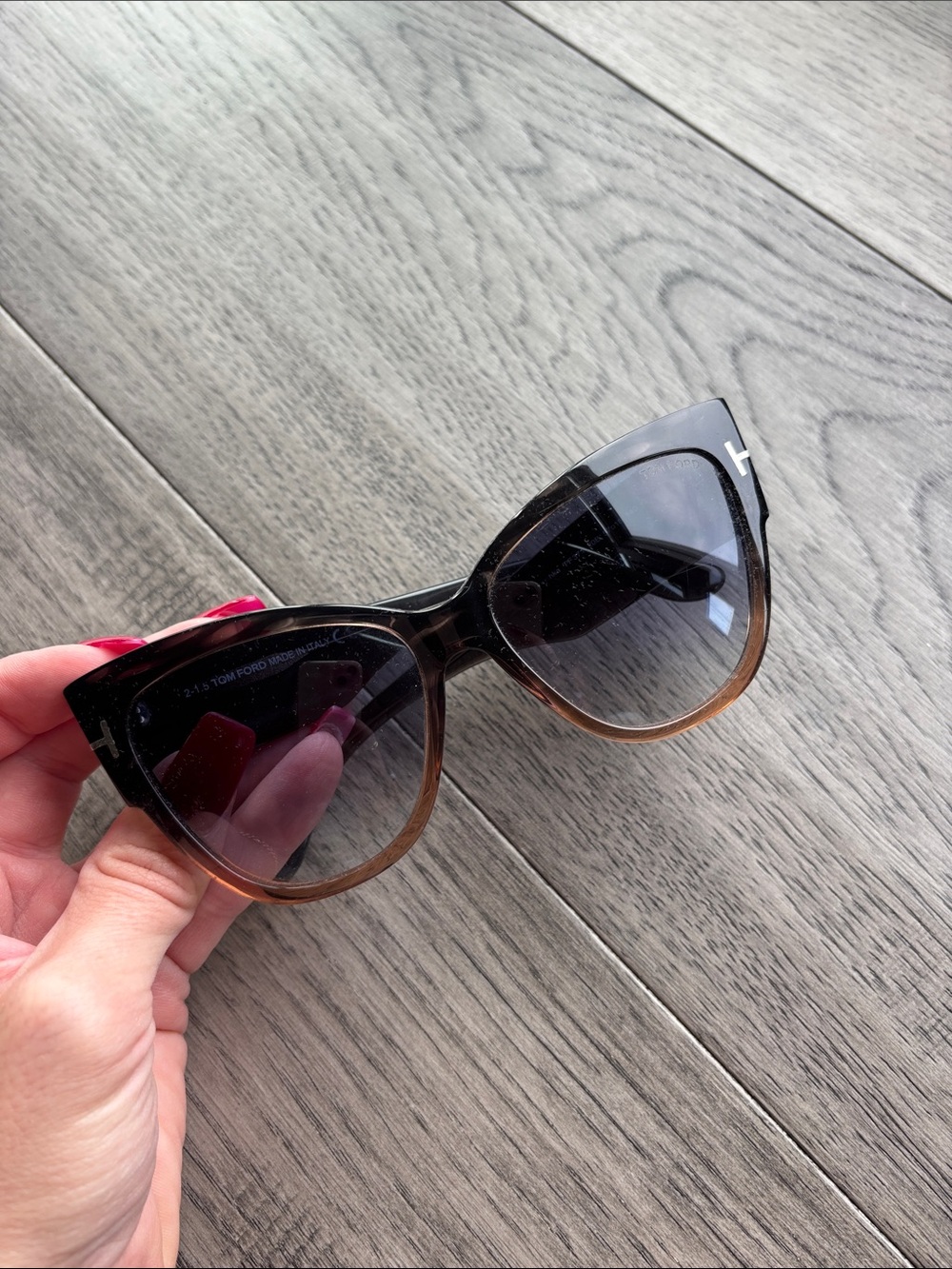 Tom Ford Women's Black to Brown Ombre Cat Eye Sunglasses